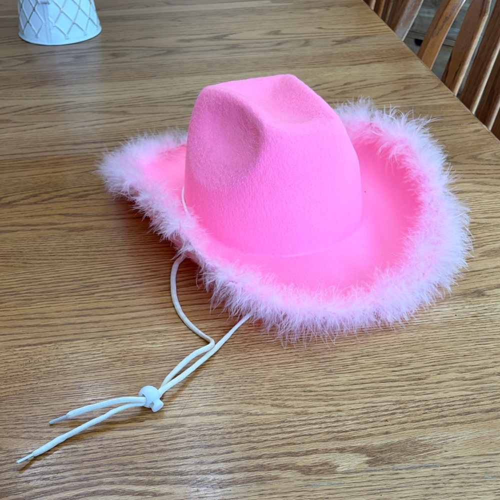 Pink Feather-Trim Cowgirl Hat